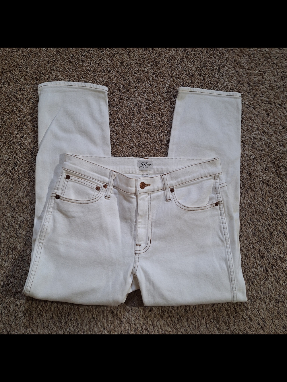 J.Crew 9" Vintage Straight Cream Denim Jeans Size 27 P